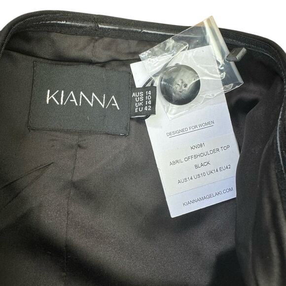 NWT Kianna Magelaki Abril Off Shoulder Black Button Blazer Top Women’s 10 - Picture 6 of 8